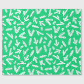 Papier Cadeau Motif à feuilles vertes et blanches (Plat)