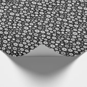 Papier Cadeau Motif à fleurs - Blanc sur Noir (Coin)