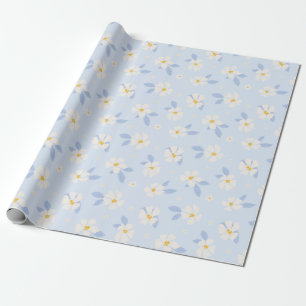 Papier Cadeau Motif à fleurs bleu et blanc
