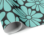 Papier Cadeau Motif à fleurs Concho Aqua (Coin rond)