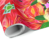 Papier Cadeau Motif à fleurs Dahlia (Coin rond)