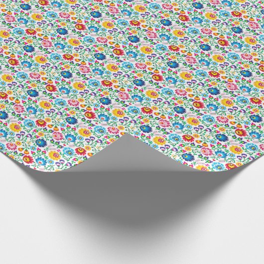 Papier Cadeau Motif à fleurs d'art populaire 2 (Coin)