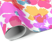 Papier Cadeau Motif à fleurs moderne en néon coloré (Coin rond)