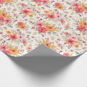 Papier Cadeau Motif à fleurs Orange Doodle Garden (Coin)