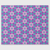 Papier Cadeau Motif à fleurs turquoise et violet PP4 (Plat)