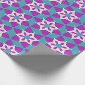 Papier Cadeau Motif à fleurs turquoise et violet PP4 (Coin)