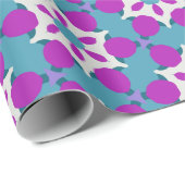 Papier Cadeau Motif à fleurs turquoise et violet PP4 (Coin rond)