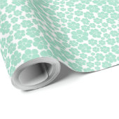 Papier Cadeau Motif à fleurs - Vert (Monnaie) (Coin rond)