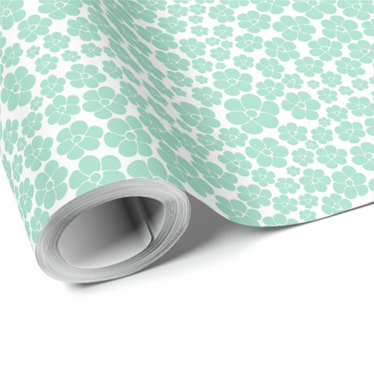 Papier Cadeau Motif à fleurs - Vert (Monnaie) (Coin rond)