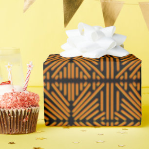 Papier Cadeau Motif à lignes symétriques d'art de gribouillis de