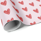 Papier Cadeau Motif à main rouge (Coin rond)