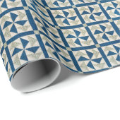 Papier Cadeau Motif à patchwork bleu et blanc (Coin rond)