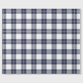 Papier Cadeau Motif à plaid bleu et blanc de la marine moderne (Plat)