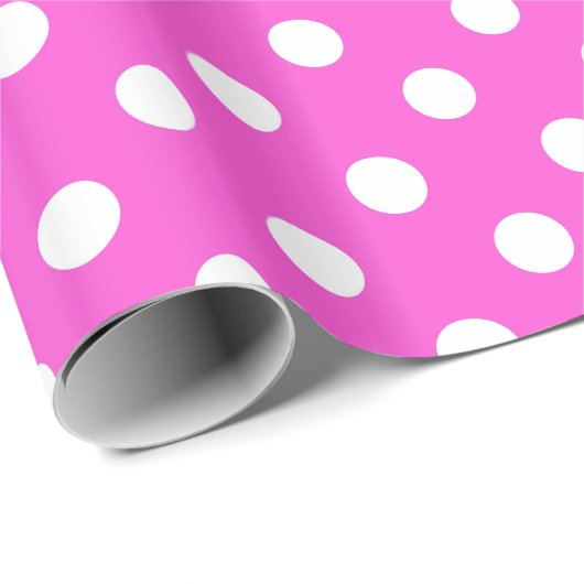 Papier Cadeau Motif à pointes polka extra large rose chaud (Coin rond)