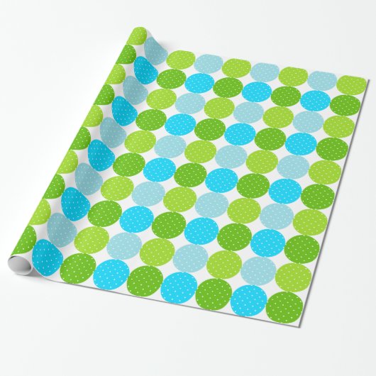 Papier Cadeau Motif à points bleu et vert (Déroulé)