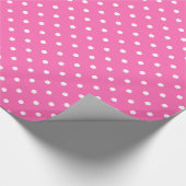 Papier Cadeau Motif à points de polka rose chaud et blanc (Coin)