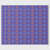 Papier Cadeau Motif à points orange et bleu funky joyeux (Plat)