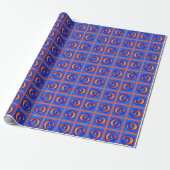 Papier Cadeau Motif à points orange et bleu funky joyeux (Déroulé)