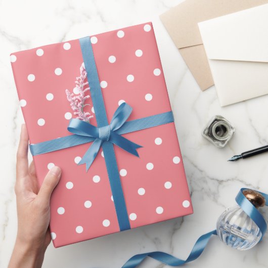 Papier Cadeau Motif à points polka rose et blanc (Cadeaux)