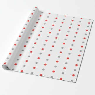 Papier Cadeau Motif à points polka rouge et gris