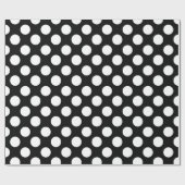 Papier Cadeau Motif à points simples noir et blanc gros points (Plat)