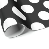 Papier Cadeau Motif à points simples noir et blanc gros points (Coin rond)