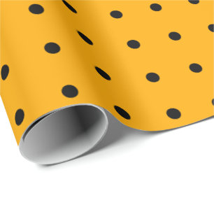 Papier Cadeau Motif à pois orange noir pour emballage Halloween