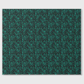 Papier Cadeau Motif à pois vert turquoise sur noir (Plat)