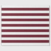 Papier Cadeau Motif à rayures blanc et bordeaux d'automne (Plat)