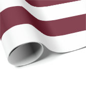 Papier Cadeau Motif à rayures blanc et bordeaux d'automne (Coin rond)