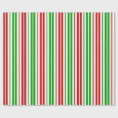 Papier Cadeau Motif à rayures blanches rouges et vertes (Plat)