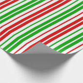 Papier Cadeau Motif à rayures blanches rouges et vertes (Coin)