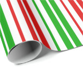 Papier Cadeau Motif à rayures blanches rouges et vertes (Coin rond)