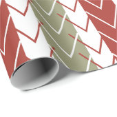 Papier Cadeau Motif à rayures chevron rouge sarcelle (Coin rond)