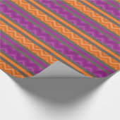 Papier Cadeau Motif à rayures de chevron violet et orange (Coin)