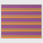Papier Cadeau Motif à rayures de chevron violet et orange (Plat)