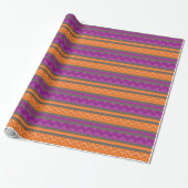 Papier Cadeau Motif à rayures de chevron violet et orange (Déroulé)