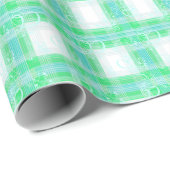 Papier Cadeau Motif à rayures florales vert (Coin rond)