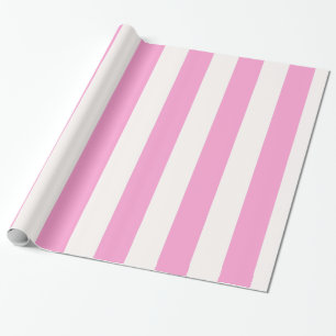 Papier Cadeau Motif à rayures géantes rose et blanc