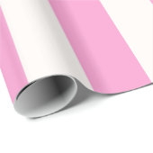 Papier Cadeau Motif à rayures géantes rose et blanc (Coin rond)