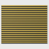 Papier Cadeau Motif à rayures noir et or métallisé Premium (Plat)