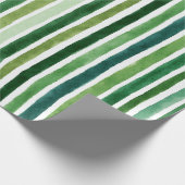 Papier Cadeau Motif à rayures peintes vertes (Coin)