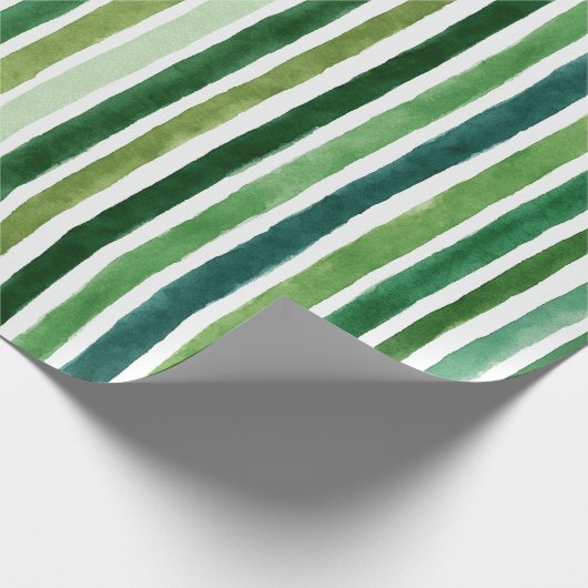 Papier Cadeau Motif à rayures peintes vertes (Coin)
