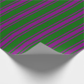 Papier Cadeau Motif à rayures vert foncé et violet (Coin)