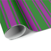 Papier Cadeau Motif à rayures vert foncé et violet (Coin rond)