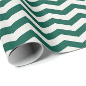 Papier Cadeau Motif à rayures zig zag Chevron vert sarcelle (Coin rond)