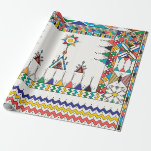 Papier Cadeau Motif à répétition géométrique décoratif inspiré d