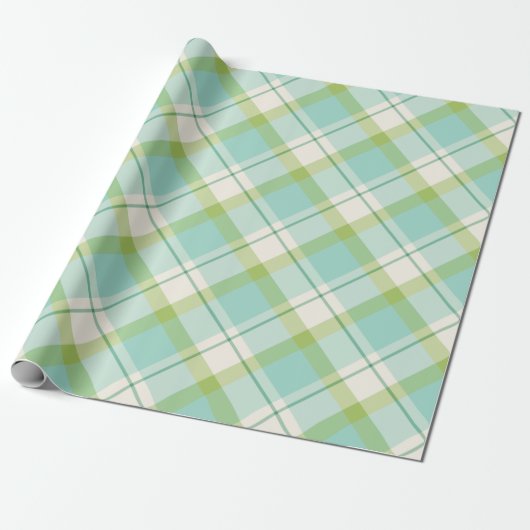 Papier Cadeau Motif à ressort bleu et vert pastel (Déroulé)