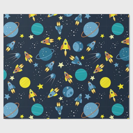 Papier Cadeau Motif à thème spatial coloré (Plat)