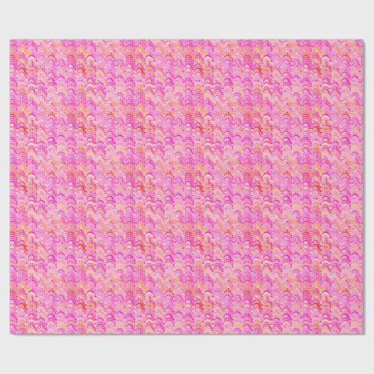 Papier Cadeau motif à vague Abstraite - rose, orange et fuchsia (Plat)